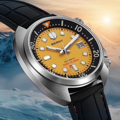 BERNY Automatic Diver Watch Men Sapphire Crystal 20ATM Miyota 8215 Luminous