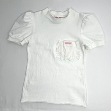 Vintage Girls Shirt Sz 6 White Puff Sleeves Eyelet Cherokee Made In USA