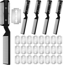 5-Piece Dog Hair Razor Comb with 25 Extra Blades - Manual Pet Grooming Tool for