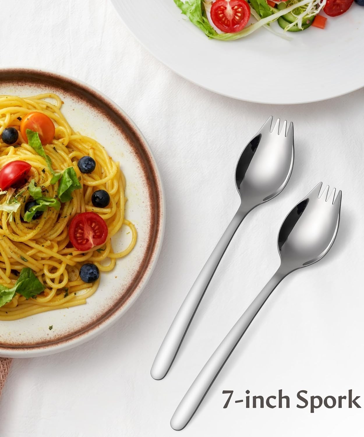 7-inch Spork Stainless Steel, Reusable Metal Sporks, Set of 4