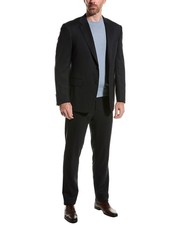 Canali Wool-Blend Suit With Flat Front Pant Men's Blue 46