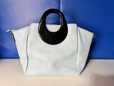 Black Acrylic Ring Handle Purse Handbag - WIDE opening & POCKETS!