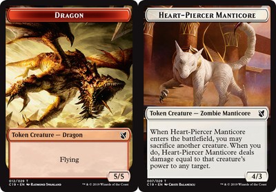 MTG Heart-Piercer Manticore // Dragon Double-sided Token, NM-Mint, English Comma