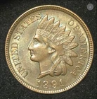 1891 Indian Head Cent Uncirculated, Great Color - FREE SHIPPING