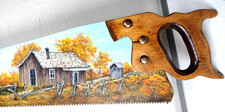 Vintage 1920s Hand Saw Hand Painted Rustic Farmhouse Scene Signed by Artist 1983