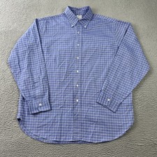 Vintage Brooks Brothers Makers Shirt Men 17 35 Blue Check Regent Fit Made in USA
