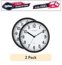 2 pack Mainstays Basic Indoor 8.78" Black Analog Round Modern Wall Clock