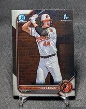 Jud Fabian 1st Chrome Prospect Rookie RC 2022 Bowman Draft Card #BDC-114 Orioles. rookie card picture