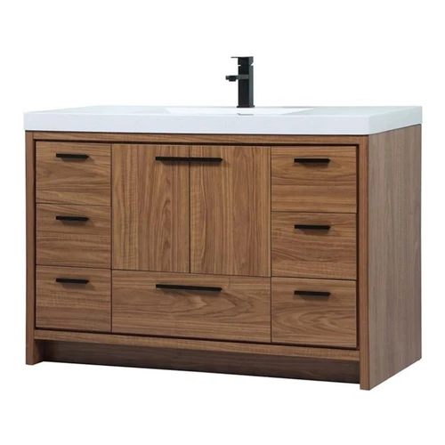 Elegant Decor Wyatt 48" Aluminum MDF Single Bathroom Vanity in Walnut Brown - Picture 1 of 8