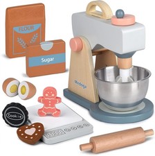 Play Kitchen Accessories Wooden Mixer Set Pretend Play Food Sets for Kids Role
