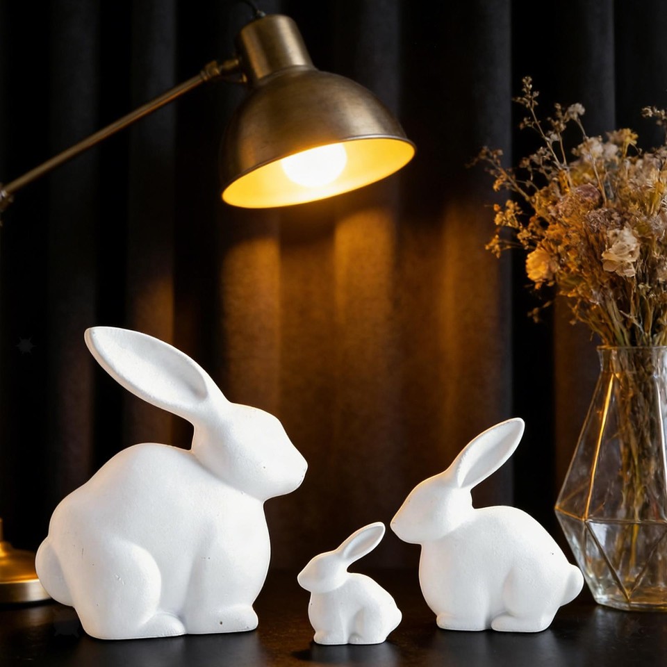 Statue De Lapin En Résine Pour Décoration Extérieure, Artisanat