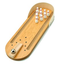 Tabletop Mini Bowling Game Set Wooden Home Office Desk Toy Stress Relief