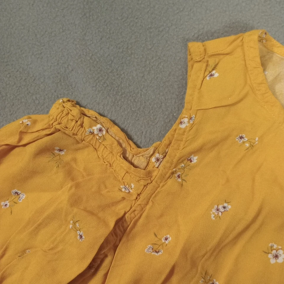 H&M top Women's 13-14 YellowLong Sleeve Cold Shoulder Floral - Image 4 of 4