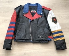 Vintage Jeff Hamilton SUPPORT YOUR COUNTRY Made in USA Leather Jacket Sz Large