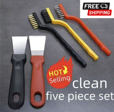 5pcs Kitchen Cleaning Tool Set For Stove And Gas Cooker, Multi-Functional Brush