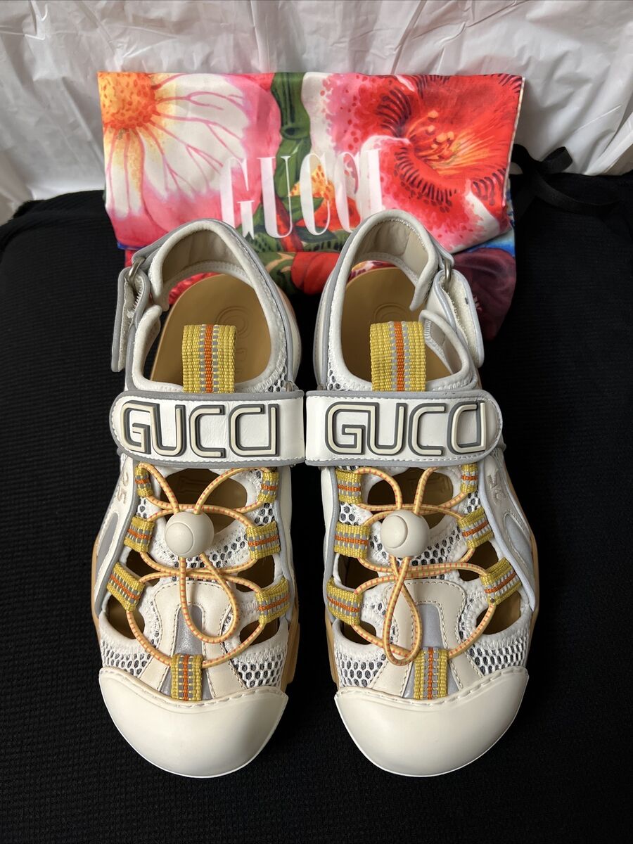 Gucci Womens Leather And Mesh Fabric Tinsel Sport Sandals US Gucci Womens Leather And Mesh Fabric Tinsel Sport Sandals US