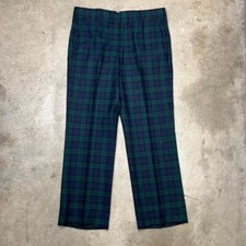 Vintage 60s Tartan Wool pants Green blue plaid trousers talon zipper