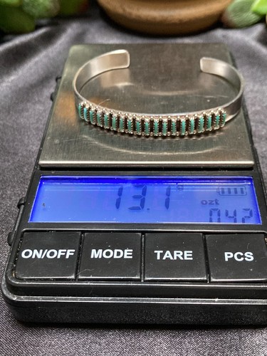 Rare Vintage ZUNI NATEWA Dash-Dot Petit Point Turquoise Sterling Silver Bracelet - Picture 13 of 13