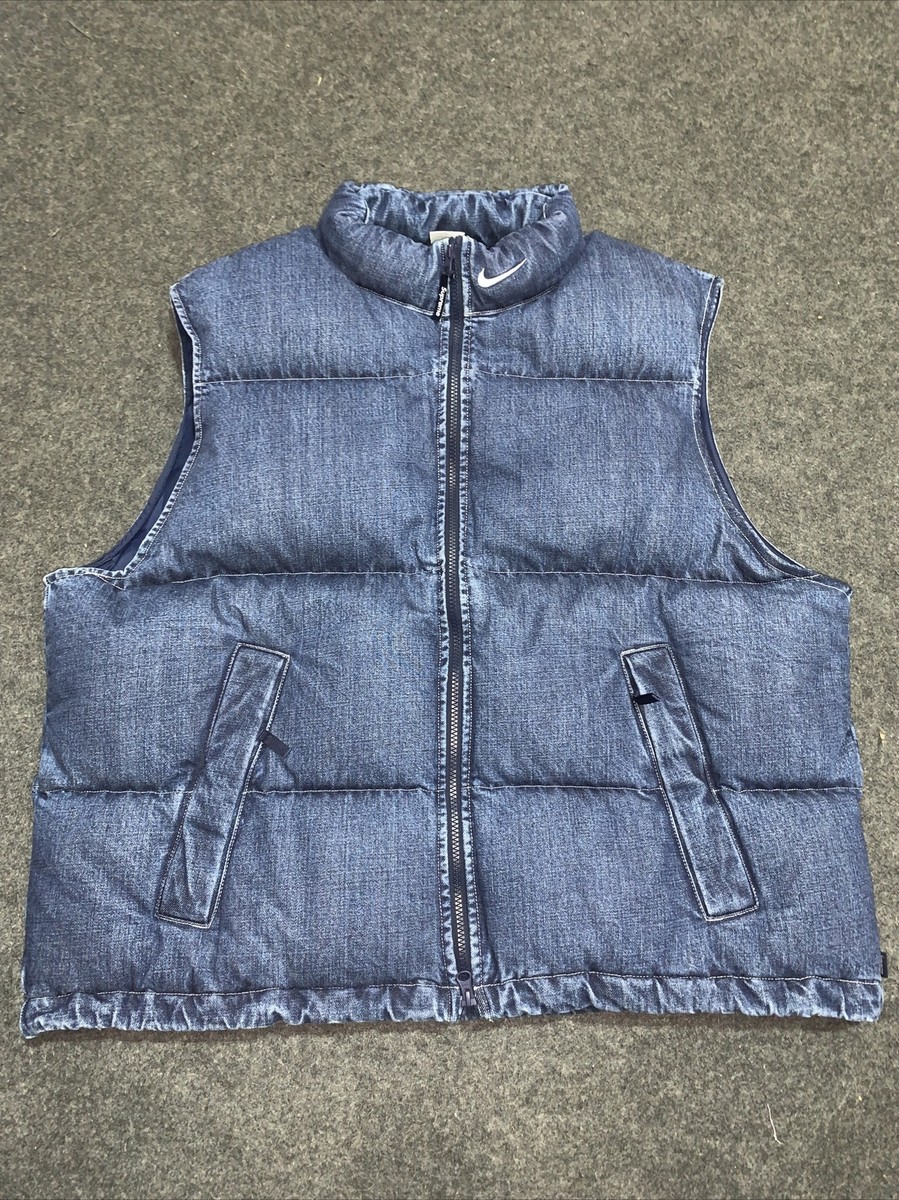 Supreme Nike Blue Denim Puffer Vest Mens XL FQ0323-451 Brand Supreme Nike Blue Denim Puffer Vest Mens XL FQ0323-451 Brand
