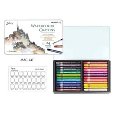 MUNGYO Watercolor Crayons Professional Crayons 24 Colors Premium Crayon Sticks