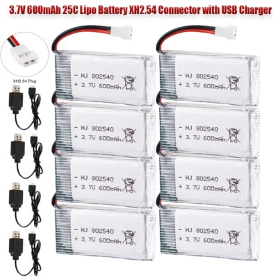 3.7V 600mAh 25C LiPO Battery XH2.54 + USB Charger for FPV Drone RC Helicopter UK