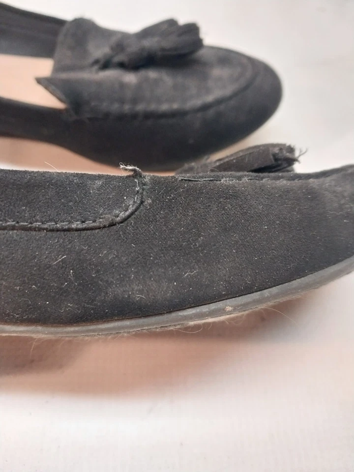 Mocasín de gamuza para mujer Fioni negro plano talla 8 1/2. Zapatos sin cordones Foto 4 de 4