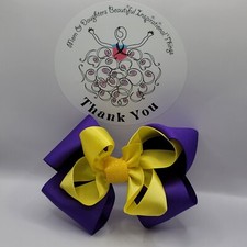 "30% Off Sale" Girl/Women Princess, Frilly, Fancy, Purple & Yellow (DS) Bow.