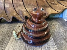Folk art Ceramic Unique ceramic Coiled snake trinket box Snake Lovers Gift Opens