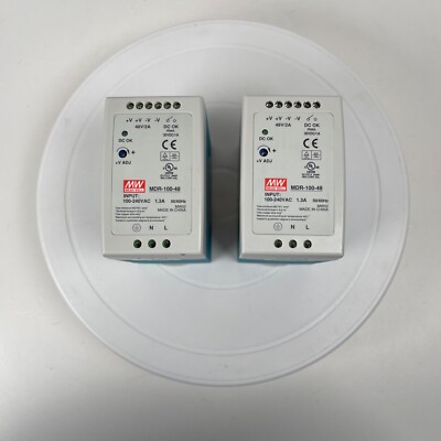 Lot of 2 Mean Well MDR-100-48 96W 48V 2A DIN-Rail Power Supply