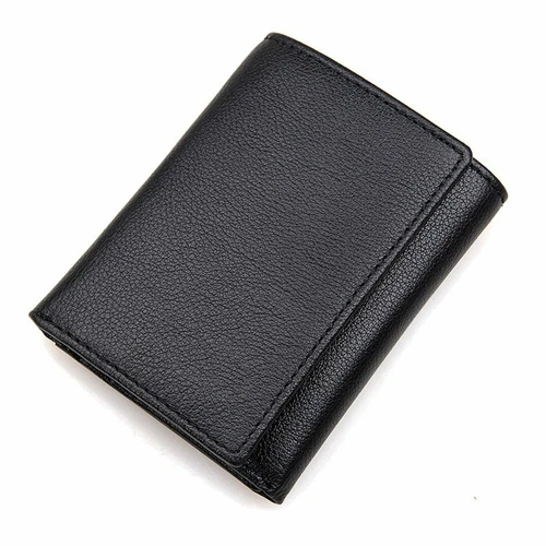 Black Small Real Leather Trifold Wallet Purse RFID BLOCKER Slim Wallets For MenOpens in a new window or tab