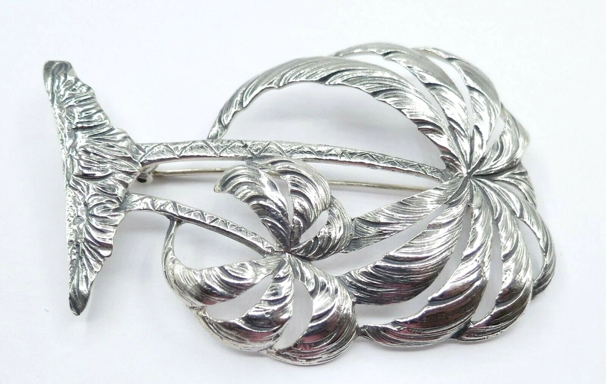 Danecraft Sterling Silver Palm Tree Statement Brooch Pin Signed