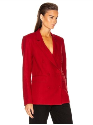 New RtA Clark Red Blazer Womens XS Linen Cotton Double Breasted