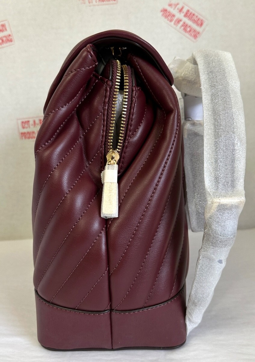 MICHAEL KORS ROSE MEDIUM MERLOT VEGAN LEATHER CHAIN BACKPACK 