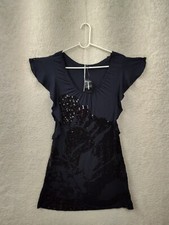 Express Women Dress Extra Small Black 100% Rayon Scoop Neck Sequin Slim Fit KN