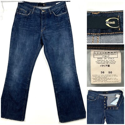 Just Cavalli Jeans Mens 34x30 Button Fly Denim Distressed Designer Made in Italy
