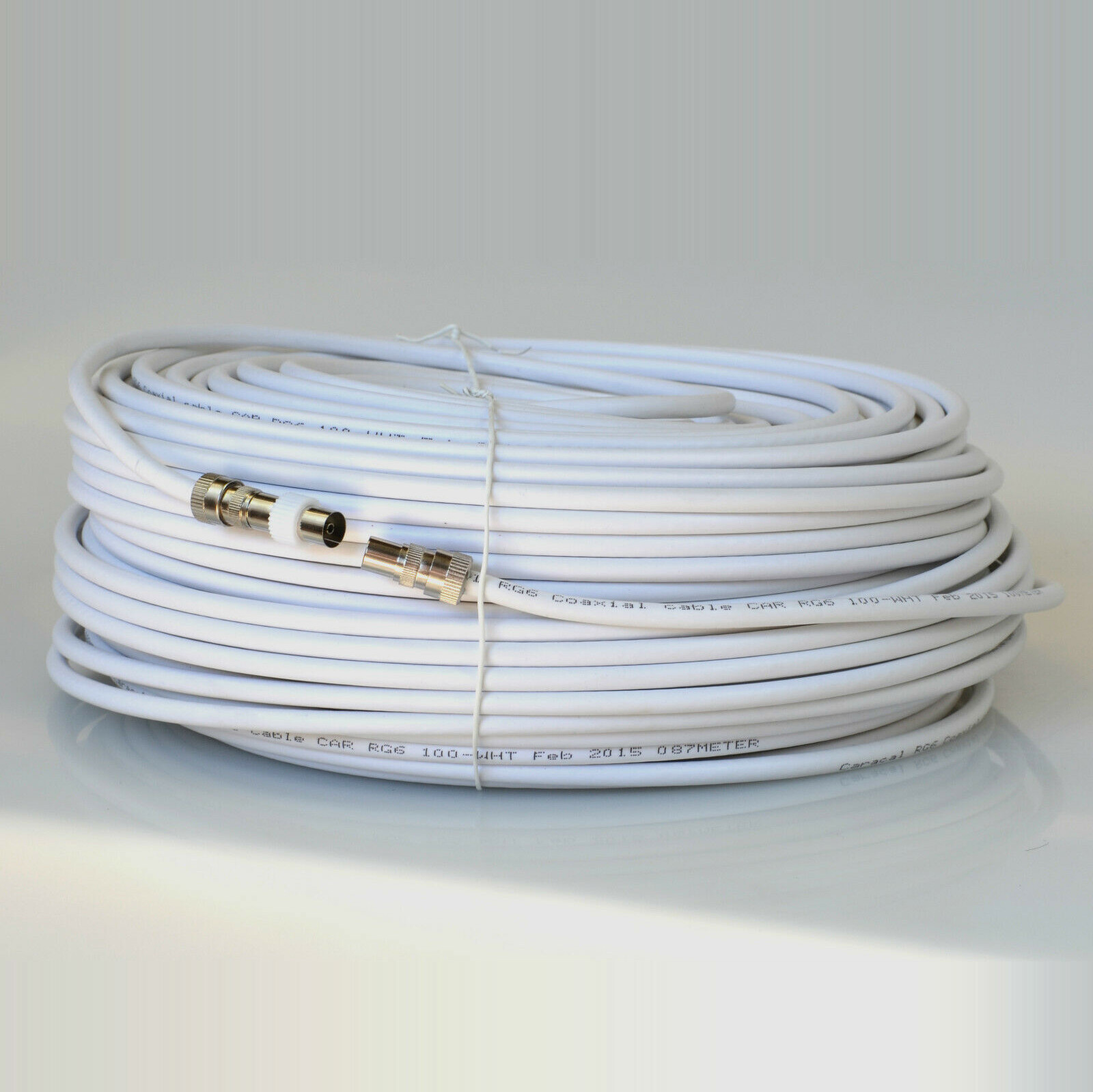 20M White RG6 Magic Eye RF Coax Cable For Sky, TV Link  Aerial Wall Socket