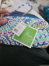 Vera Bradley Capri Blue Zip Around Wallet Wristlet Paisley Floral Retired NEW