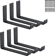 6-Pack Heavy Duty J-Shaped Shelf Brackets with Lip, 9 Inch Industrial Wall-Mount