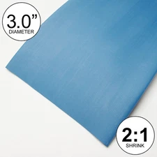 3" ID Blue Heat Shrink Tube 2:1 ratio 3.0" wrap (4 feet) inch/ft/feet/to 80mm