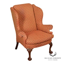 Kindel Winterthur Collection Chippendale Style Mahogany Wing Chair