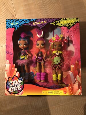 CAVE CLUB 3 Pack Of Dolls TELLA, ROARALAI, & FERNESSA Prehistoric Kids Fashions