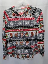 No Boundaries Grey Plush Hoodie Pullover Red Fox Let It Snow Choose Size