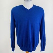 Jos. A. Bank Mens Sz XL Blue Traveler Collection Pima Cotton V-Neck Sweater T4