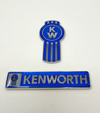 Kenworth KW emblema camión metal semi cromo conjunto azul