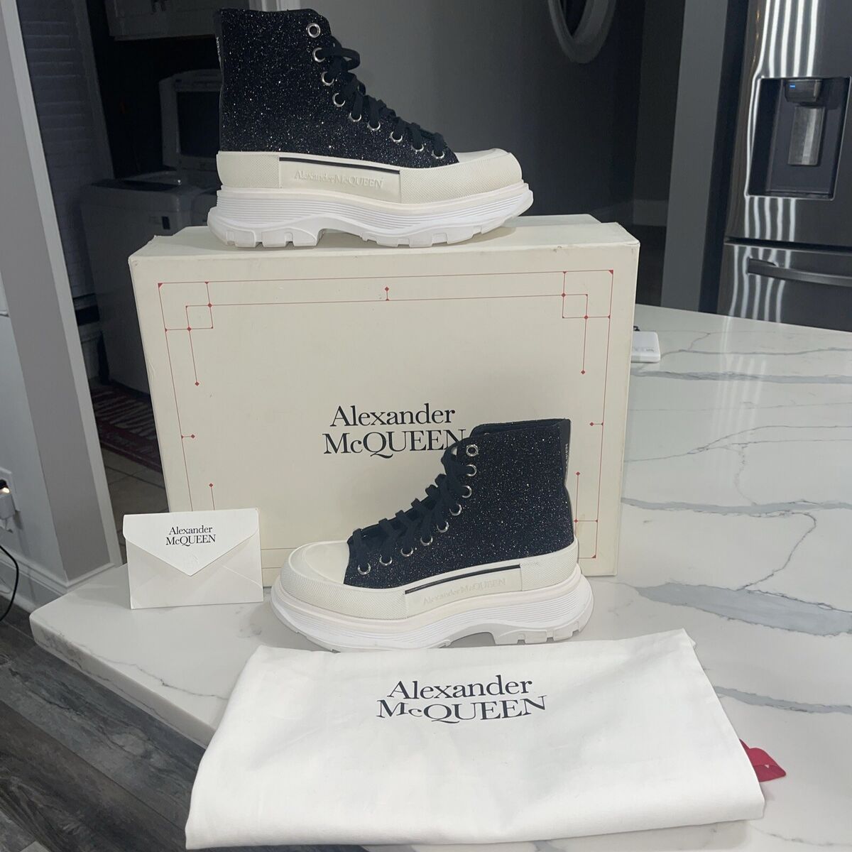 Alexander McQueen Tread Slick Boots Black Starry Night Alexander McQueen Tread Slick Boots Black Starry Night