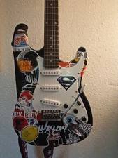 Zeny Tealburst Electric Guitar (Sticker Bombed, Needs New Neck)