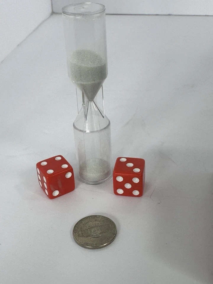 Juego de Mesa Dados y Temporizador - Par de Dados Rojos y Temporizador Tipo Reloj de Arena - PC de Repuesto Foto 2 de 2