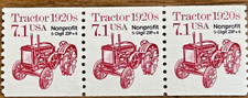 Scott #2127  7.1c  Tractor 1920s Nonprofit Org. Coil Stip of 3 Stamps MNH. 1987