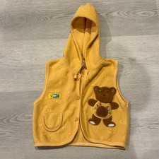 Vintage Bear Yellow Warm Polyester Unisex Sweater Vest Hooded Toddler Size 2T