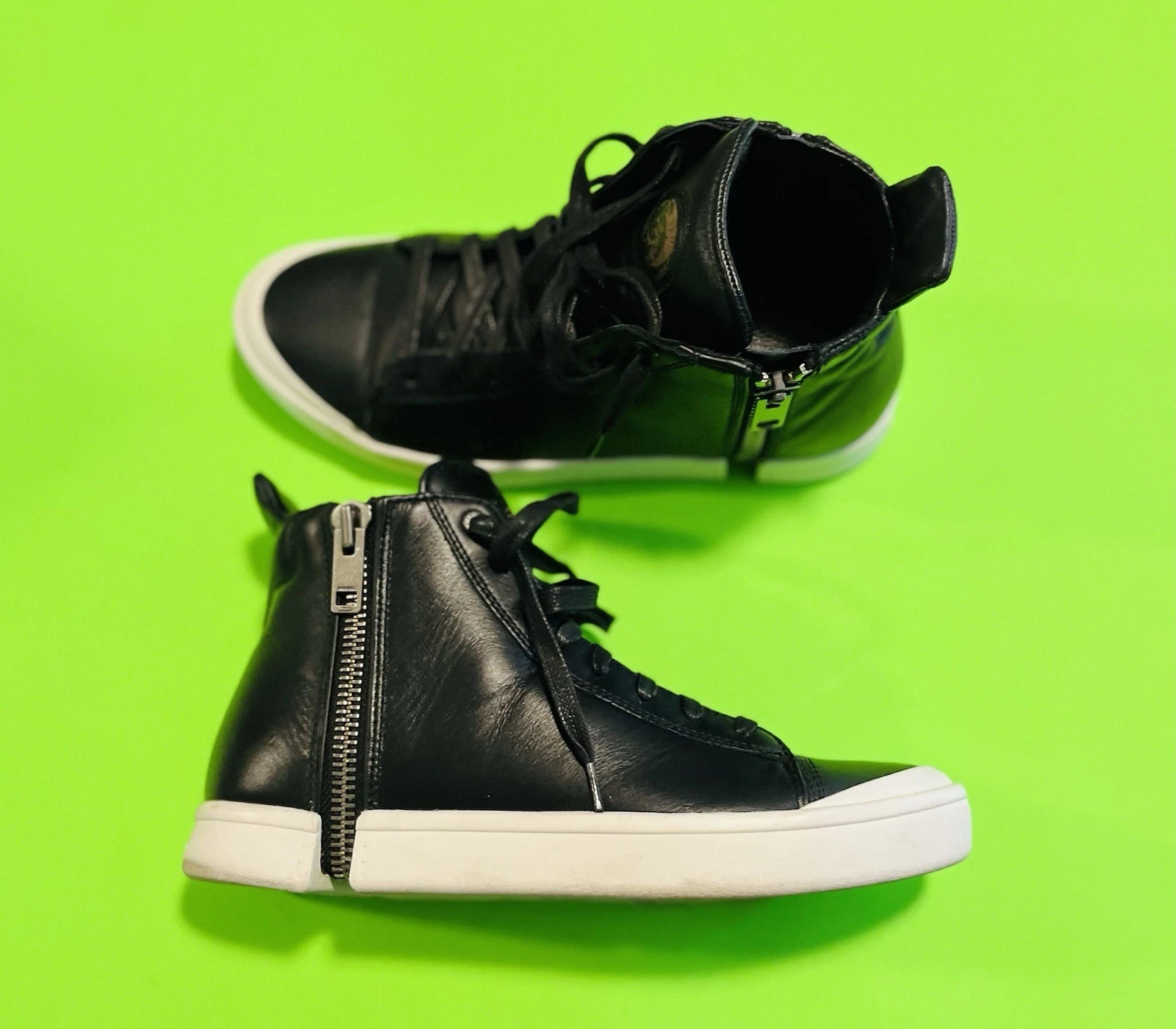 Diesel S-Nentish Black Leather High Top Men’s Sneakers Size 9